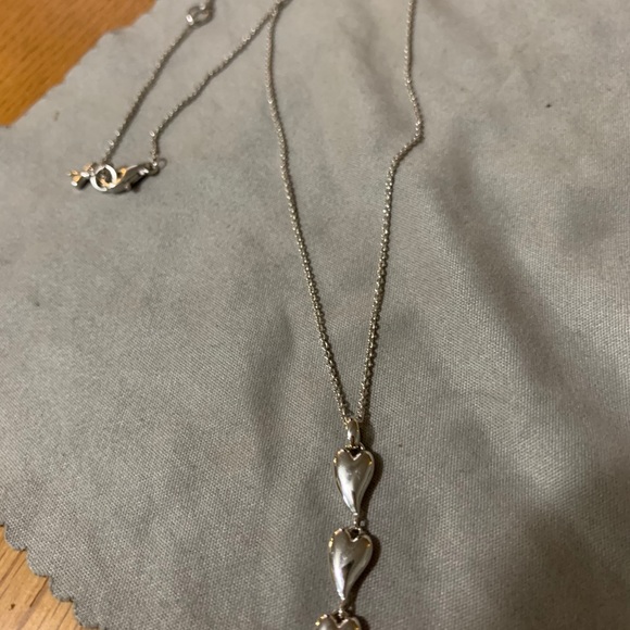 Triple heart sterling silver necklace